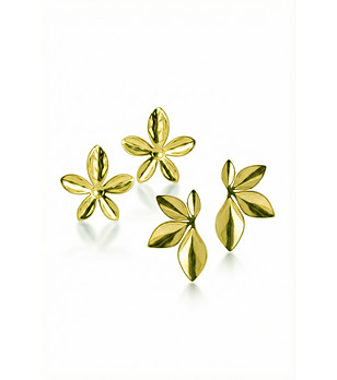 Златист комплект обеци с флорални елементи снимка