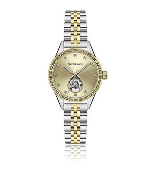 Дамски двуцветен часовник в златисто и сребристо снимка