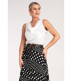 Бял сатенен топ с гръцко деколте Rony снимка