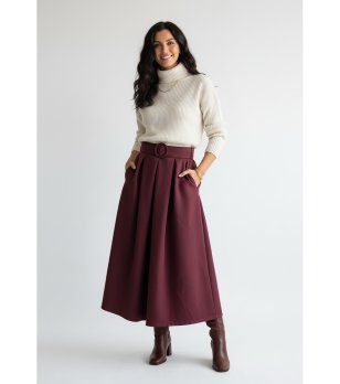 Бордо миди пола с колан Tia снимка