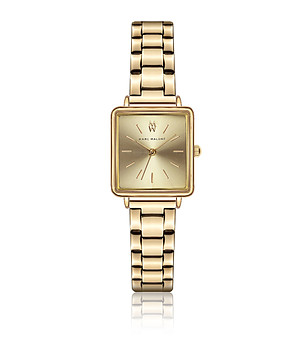 Дамски златист кварцов часовник с правоъгълен циферблат  снимка