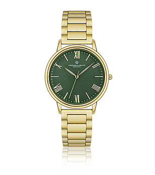 Мъжки златист часовник със зелен циферблат снимка