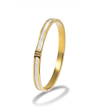 Дамска златиста гривна с бели елементи и кристали снимка