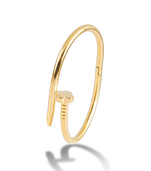 Дамска златиста гривна тип пирон снимка