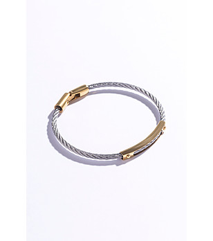 Мъжка гривна от стоманено въже в сребристо и златисто снимка