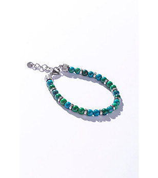 Мъжка зелено-синя гривна от синтетична хризокола снимка