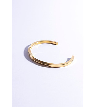 Мъжка златиста твърда гривна от неръждаема стомана снимка