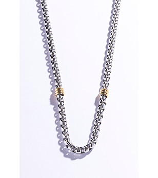 Мъжко сребристо и златисто колие от неръждаема стомана снимка