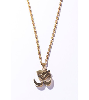 Мъжко златисто колие с висулка знак Ом снимка