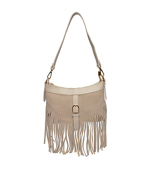 Бежова чанта за рамо с ресни снимка