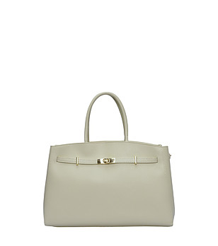 Бежова чанта тип тоут с горен цип снимка