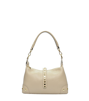 Бежова чанта за рамо с капси снимка