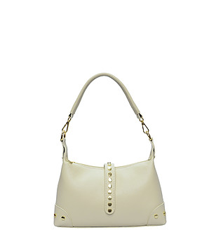 Бежова чанта за рамо с капси снимка