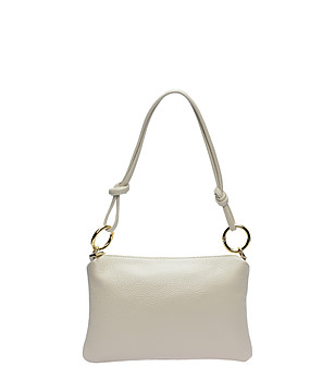 Бежова чанта за рамо с кожен колан снимка