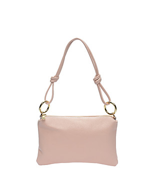 Розова чанта през рамо с метални халки снимка