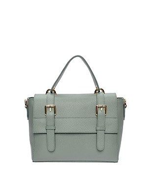 Ментова кожена чанта тип tote снимка