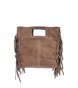 Бежова чанта с ресни  снимка