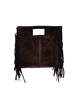 Кафява чанта с ресни снимка