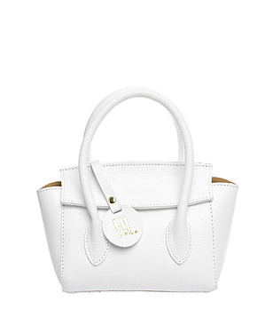 Малка кожена дамска чанта в бяло снимка