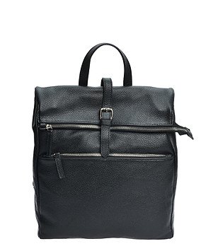 Кожена дамска раница в черно Irma снимка