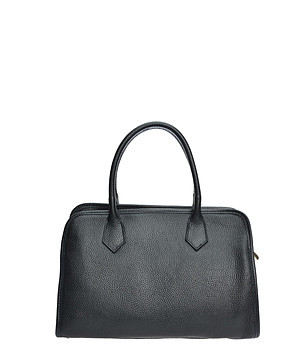 Чанта с къси дръжки в черно  снимка