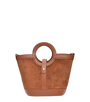 Кафява чанта с кръгли дръжки снимка