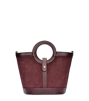 Бордова чанта с кръгли дръжки снимка