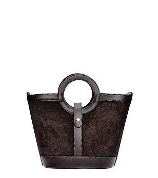 Кафява чанта с кръгли дръжки снимка