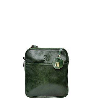 Зелена кожена crossbody чанта снимка