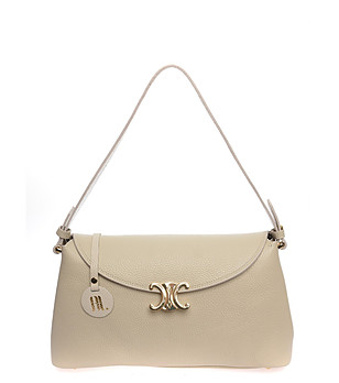 Бежова дамска чанта от естествена кожа снимка