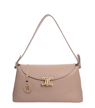 Дамска чанта от естествена кожа в цвят пудра снимка