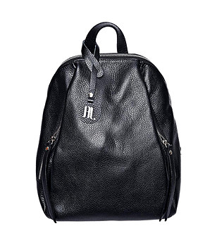 Кожена дамска раница в черно Rona снимка