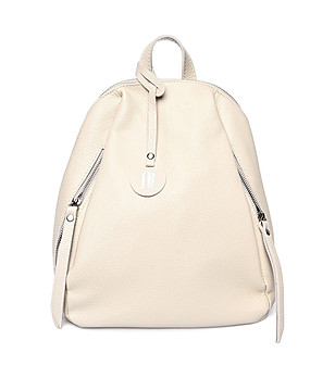 Светлобежова дамска кожена раница Neola снимка