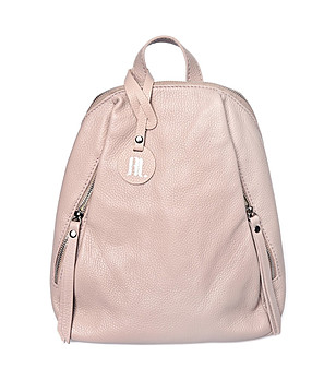 Кожена дамска раница в цвят пудра Rona снимка