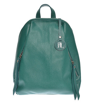 Кожена дамска раница в зелен нюанс Rona снимка