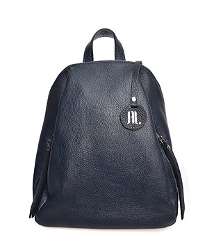 Кожена дамска раница в тъмносин нюанс Rona снимка