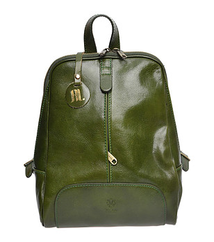 Тъмнозелено дамска кожена раница Livena снимка