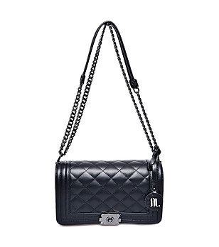 Дамска кожена чанта за рамо в черен цвят Alfina снимка