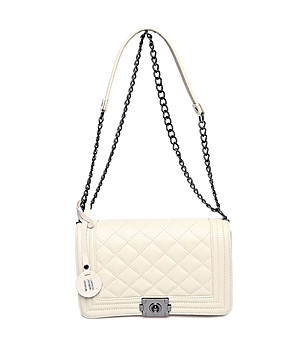 Бежова дамска кожена чанта за рамо Alfina снимка