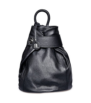 Кожена дамска черна раница с нестандартен дизайн Tola снимка