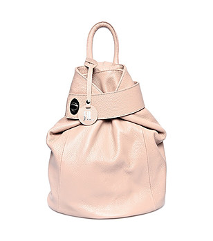 Дамска раница от естествена кожа в цвят пудра Abra снимка