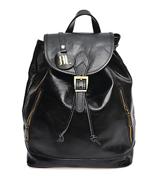 Черна дамска раница от естествена кожа Nikala снимка