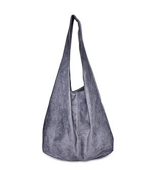 Сива дамска чанта от естествена кожа Livia снимка