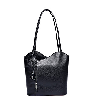 Дамска кожена чанта-раница в черно Scarlet снимка