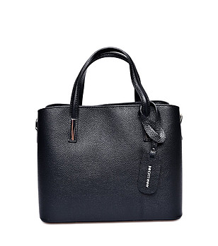 Черна дамска кожена чанта снимка