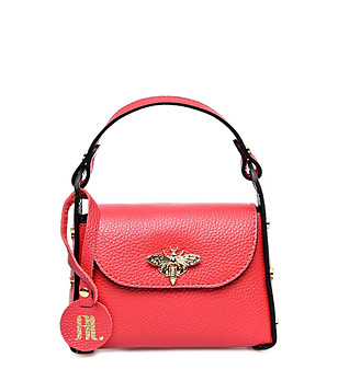 Малка дамска чанта от естествена кожа Irosa в червен нюанс снимка