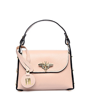 Малка дамска чанта от естествена кожа Irosa в нюанс на цвят пудра снимка