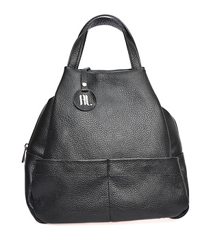 Дамска кожена раница в черен цвят Silia снимка