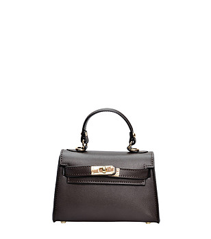 Кафява кожена чанта през рамо  снимка