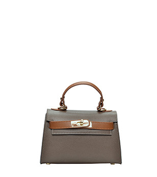 Кожена чанта през рамо в кафяво  снимка